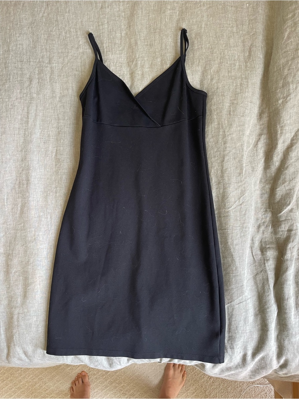 Aritzia Black Slip Mini Dress with V-Neck
